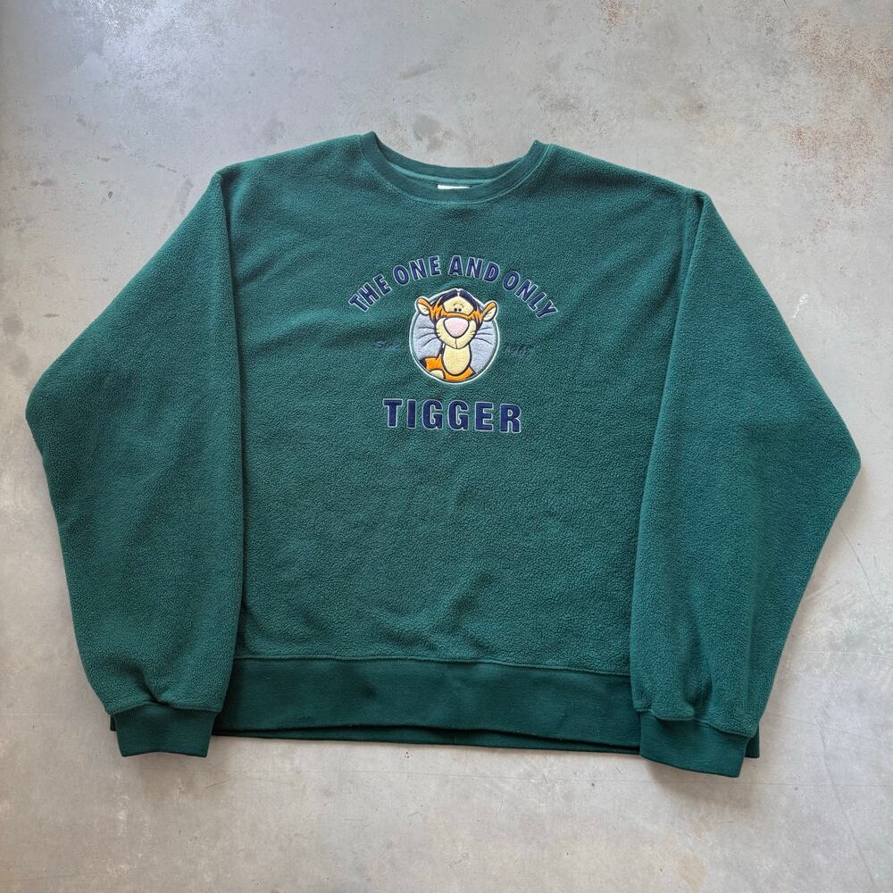 Vintage Y2K Winnie The Pooh Tigger Disney Retro Fleece Pile Sweatshirt Size 2XL